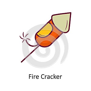 Fire Cracker vector Fill outline Icon Design illustration. Holiday Symbol on White background EPS 10 File