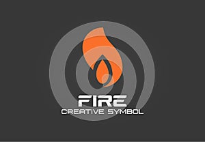 Fire creative symbol concept. Energy flame blaze abstract business logo. Flash gas ignite, smoke hot air shape, black