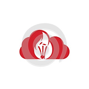 Fire cricket cloud vector logo design.