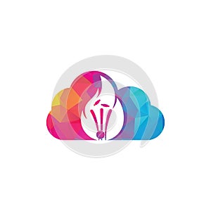 Fire cricket cloud vector logo design.