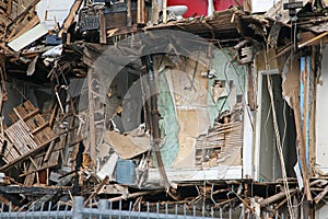 Fire damaged apartment building