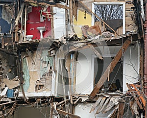 Fire damaged apartment building