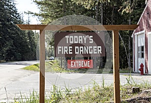 Fire Danger sign Extreme outside a fire station