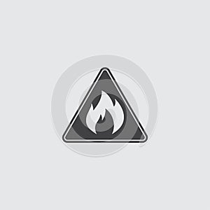 Fire danger sign icon in a flat design in black color. Vector illustration eps10