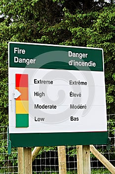 Fire Danger sign set with a high risk indicator