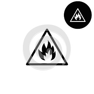 Fire danger sign - white vector icon