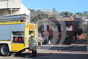 Fire department attending fire in Cato Manor, Durban