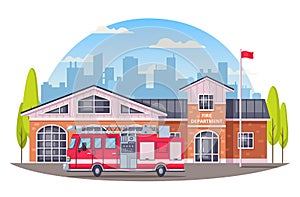 Fire Department Cartoon Composition