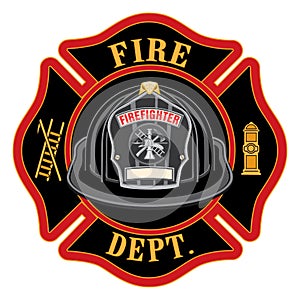 Fire Department Cross Black Helmet