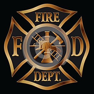 Fire Department Cross Gold