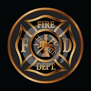 Fire Department Cross Gold Button