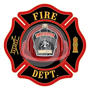 Fire Department Cross Red Helmet