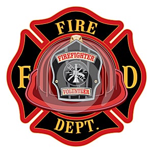 Fire Department Cross Volunteer Red Helmet