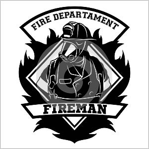 Fire department emblem - badge, logo on white background - vector illustration.