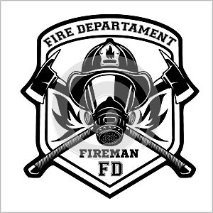 Fire department emblem - badge, logo on white background - vector illustration. photo