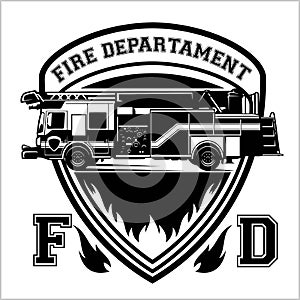 Fire department emblem - badge, logo on white background - vector illustration.