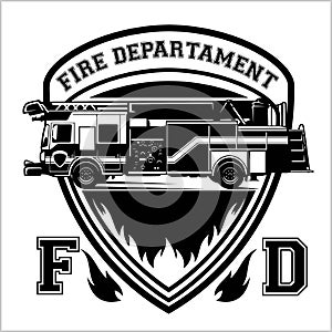 Fire department emblem - badge, logo on white background - vector illustration. photo