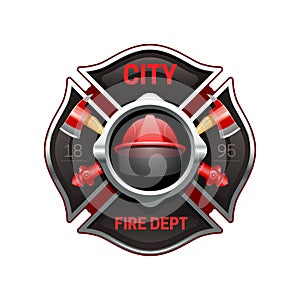 Fire Department Emblem Realistic Image Illustration