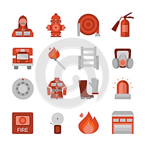 Fire Department Flat Icons Set