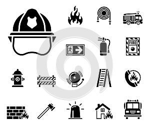 Fire department icon set