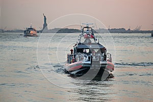 Fire department of New York FDNY rescue boat on East River