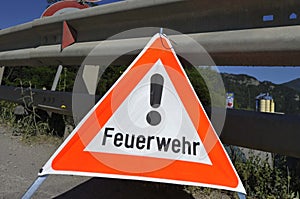 Fire department sign in german Feuerwehr