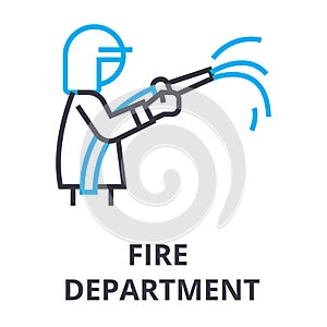 Fire department thin line icon, sign, symbol, illustation, linear concept, vector