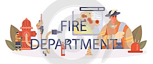 Fire department typographic header. Professional fire brigade fighting