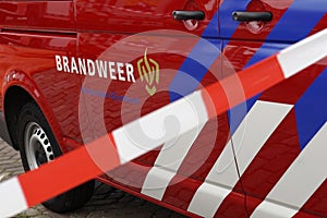 Fire Department vehicle with ribbon Dutch: Brandweer