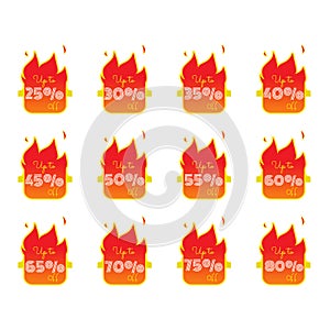 Fire Discount Set Sale Vector Design