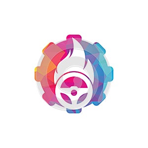 Fire driver gear shape concept logo vector design