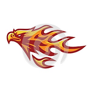 Fire Eagle Phoenix Falcon Hawk Head Flame Logo Vector Template Design