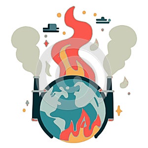 Fire Earth chimneys smoke vector graphics