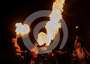 Fire eater artist performance.
