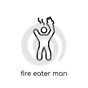 fire eater man icon. Trendy modern flat linear vector fire eater