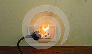 On fire electric wire plug Receptacle wall partition