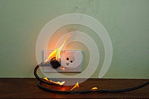 On fire electric wire plug Receptacle wall partition