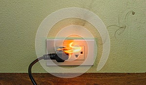 On fire electric wire plug Receptacle wall partition