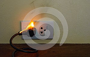 On fire electric wire plug Receptacle wall partition