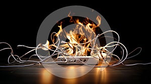 Fire in an electrical plug, socket, partition, short circuit in an electrical wire that causes the wire to catch fire. Overloading