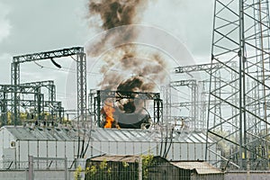 Fire on electrical substation