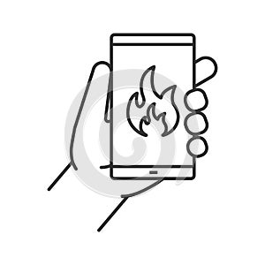 Fire emergency calling linear icon