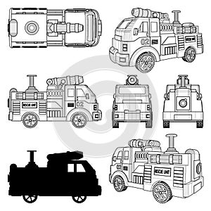 Fire Engine Car Vector. Illustration Isolated On White Background. A Toy Fire Engine Car.