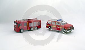 A fire engine and emergency service vehicle