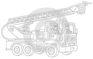 Fire-engine with firefighters