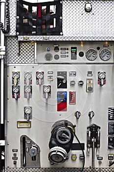 Fire Engine Instrument Panel With Gauges & Dials