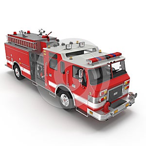 Fire Engine isolated on white. 3D illustration