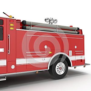 Fire Engine isolated on white. 3D illustration