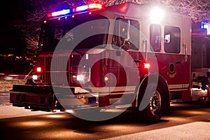 Fire Engine at Night-time Emergency