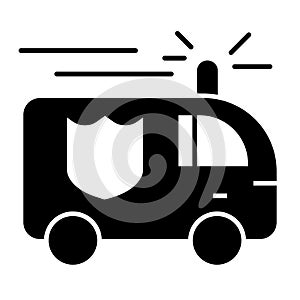 Fire engine solid icon. Fire truck vector illustration isolated on white. Firefighting car glyph style design, designed